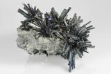 Metallic Stibnite Crystal Sprays On Matrix - Xikuangshan Mine, China #175927-5
